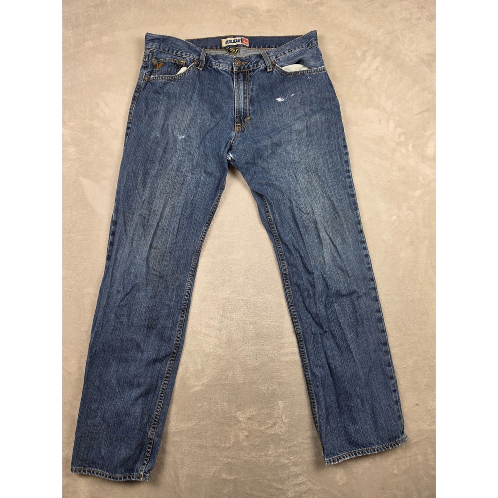 Vintage Quiksilver Quikjean Jeans Mens 36x32 Blue Relaxed Fit Distressed Denim